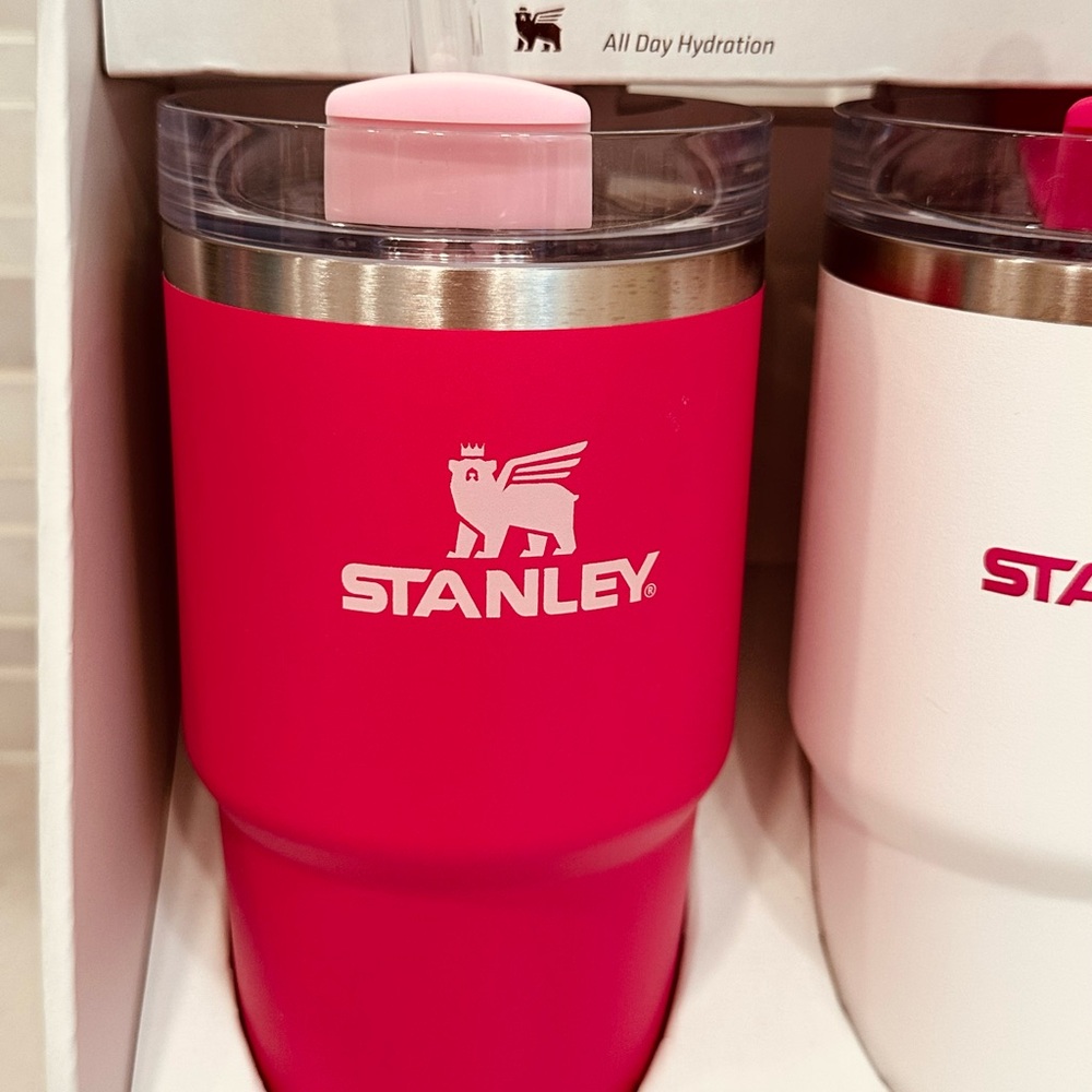 RARE NEW STANLEY 2 Pack 20 oz H2.0 Tumbler Quencher PINK AND WHITE NEW IN BOX - Picture 3 of 8